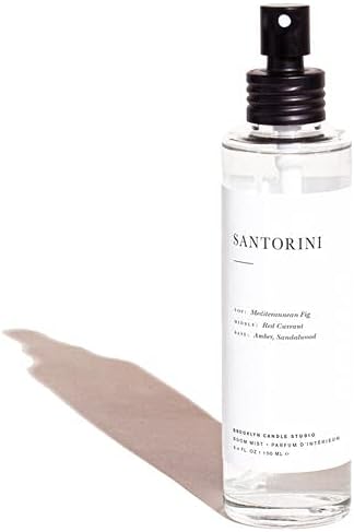 Brooklyn Candle Studio Santorini Room Mist - Long Lasting Fragrance Spray for Body & Linens, Sandalwood & Amber, Air Freshener for Bathroom & Bedroom, Clean Ingredients