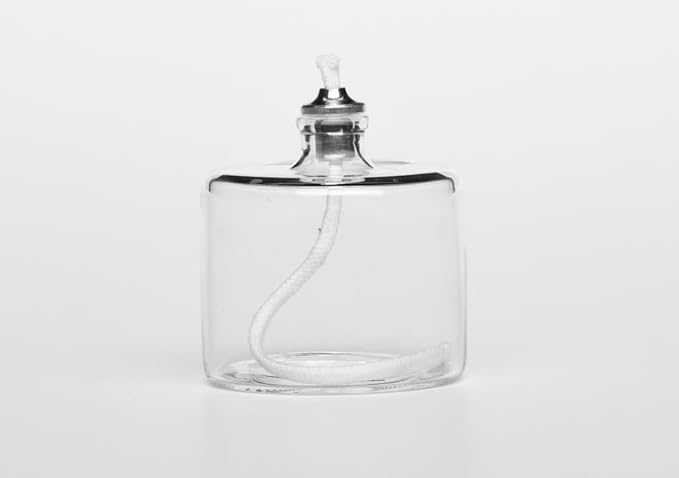 Firefly Fuels Refillable Glass Oil Candle - 2 oz Liquid Candle for Indoor Use, Outdoor Events, Emergency Lighting - Clean Burning with Wick and Holder Included. Use with Liquid Paraffin or Lamp Oil