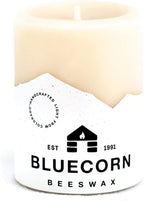 Bluecorn Beeswax 100% Pure Beeswax Pillar Candles | Ivory White Beeswax, Unscented | Soy, Paraffin, & Fragrance Free | 3x4, 60 Hour Burn Time | Handmade in Colorado