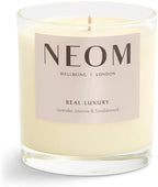 NEOM- Real Luxury Scented Candle,1 Wick | Lavender & Rosewood | Essential Oil Aromatherapy Candle | Scent to De-Stress