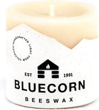 Bluecorn Beeswax 100% Pure Beeswax Pillar Candles | Ivory White Beeswax, Unscented | Soy, Paraffin, & Fragrance Free | 3x3, 50 Hour Burn Time | Handmade in Colorado
