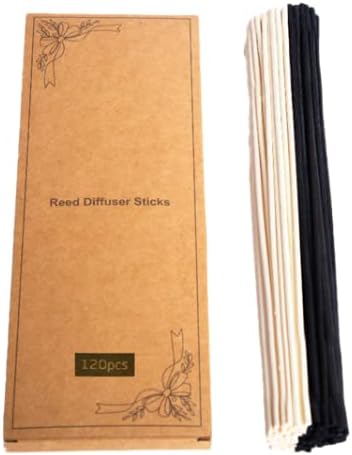 LWH-US 120 PCS Reed Diffuser Sticks,10 Inch Natural Rattan Wood Sticks,Essential Oil Aroma Diffuser Replacements Sticks for own Space (Black Color and Natural Color) 10×3.7×0.59 inch