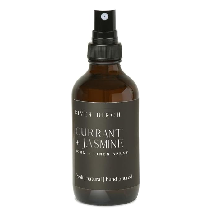 River Birch Currant + Jasmine Scented Linen and Room Spray | Home Fragrance | 4 oz Glass Amber Bottle | Luxury Signature Scent | Handmade in Texas