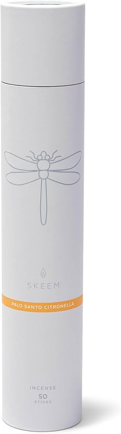 Skeem Modern Citronella Incense, Palo Santo - Tube of 50 Incense Sticks, 50 Hour Burn Time - Slow Burning and Long Lasting Outdoor Citronella Incense Sticks - with Plant Based Essential Oils