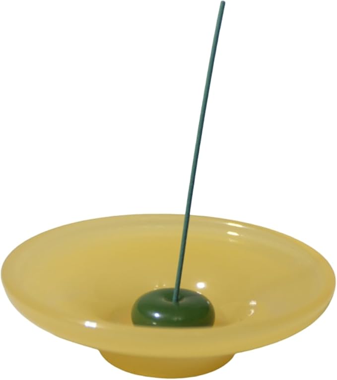 LIULI Glass & JadeIncense Holder, – Glass Ceramic Stick Burner for Meditation, Aromatherapy,The Minimalist Design Burner for Stick Incense (Amber Base Green Insert)