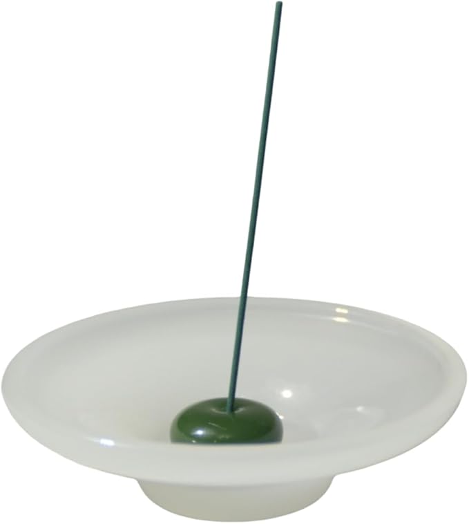 LIULI Glass & JadeIncense Holder, – Glass Ceramic Stick Burner for Meditation, Aromatherapy,The Minimalist Design Burner for Stick Incense (White Base Green Insert)