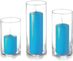 yummi Set of 36 Slim Pillars and Cylinder Vases - Caribbean Blue