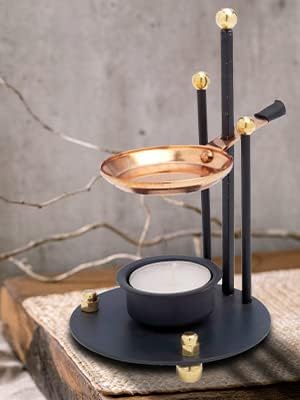 Handmade Quality Incense Burner (Incense Censer and Smoker with Copper Pan – Adjustable Height 6.3 Inches with Tealight (Included) for Aromatherapy