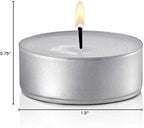 White Unscented Tea Lights- Smokeless, Drip less, Long Lasting Flames- Center Pieces for Dinners and Events- European Wax Flame- Bulk Pack (100 Candles)