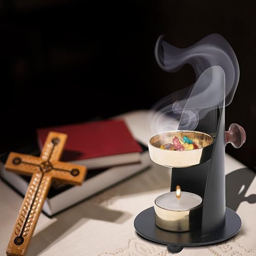 Frankincense Incense Burner with Tealight Candle – HANDCRAFTET 4.72-Inch Durable Aromatherapy Incense Censer for Safe Burning and Elegant Home Décor