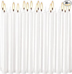 30 Pack of 10 Inch White Unscented Taper Candles-8 Hour Long Burning Dripless Table Candles for Wedding, and Home Decoration