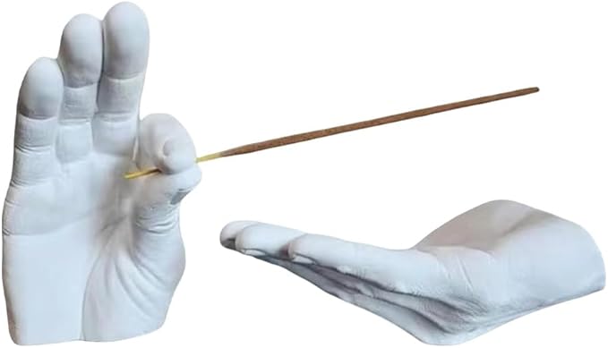 Hand Statues Incense Holder - Incense Burner Ash Catcher, Handcrafted Incense Stick Holder with Ash Catcher, Artisan Incense Burner for Meditation & Yoga (White)