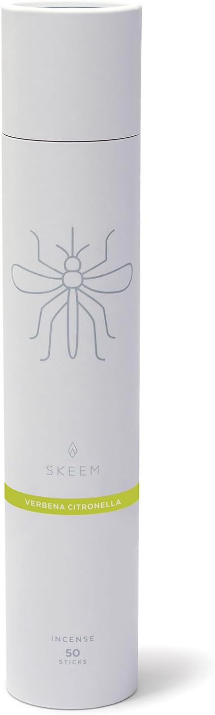 Skeem Modern Citronella Incense, Verbena - Tube of 50 Incense Sticks, 50 Hour Burn Time - Slow Burning and Long Lasting Outdoor Citronella Incense Sticks - with Plant Based Essential Oils