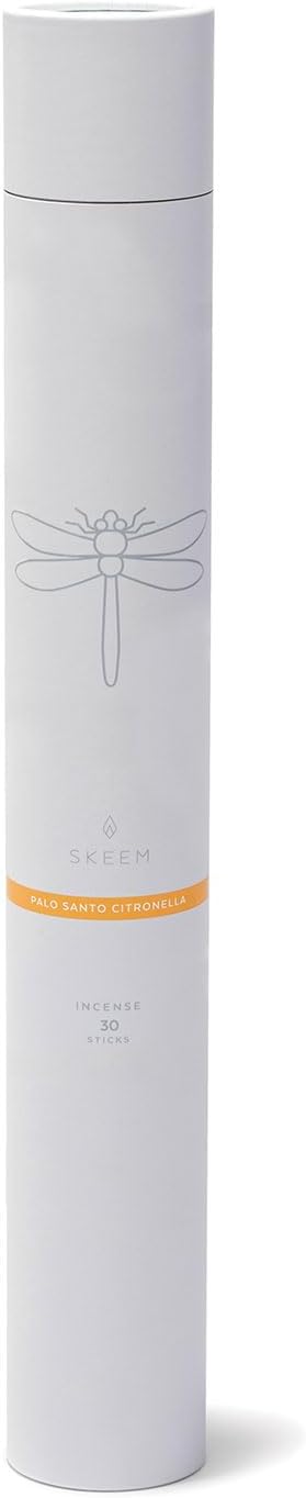 Skeem Modern Citronella Jumbo Incense, Palo Santo - Tube of 30 Incense Sticks, 90 Hour Burn Time - Slow Burning and Long Lasting Large Outdoor Citronella Incense Sticks