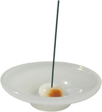 LIULI Glass & JadeIncense Holder, – Glass Ceramic Stick Burner for Meditation, Aromatherapy,The Minimalist Design Burner for Stick Incense (White Base Amber Insert)