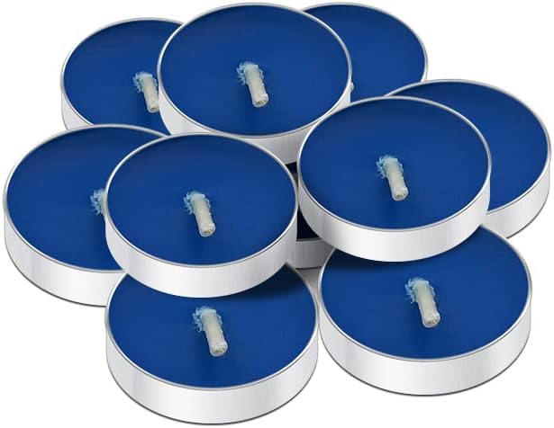10 Pack Tea Candles Wedding Party and Home Decoration Votive Parties Tealight Small Wishing Bulk with 1.5-2 Hours Extended Burn Time Mini for Birthday Emergency Family (Blue)