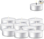 Unscented Tea Lights Candles White, Smokeless, Dripless & Long Lasting Paraffin Small Votive Mini Tealight Candle for Home, Pool, Shabbat, Weddings & Emergencies (10-Pack)