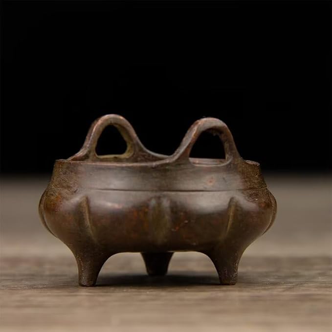 Incense Burner Chinese Incense Holder Brass Incense Burner Zen Copper Incense Burner Antique Style Home Office Fengshui Decor 2 * 2 * 1.4IN 0.2LB