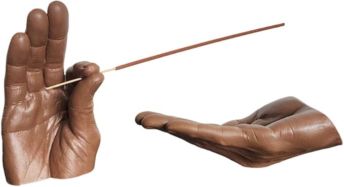Hand Statues Incense Holder - Incense Burner Ash Catcher, Handcrafted Incense Stick Holder with Ash Catcher, Artisan Incense Burner for Meditation & Yoga (Brown)