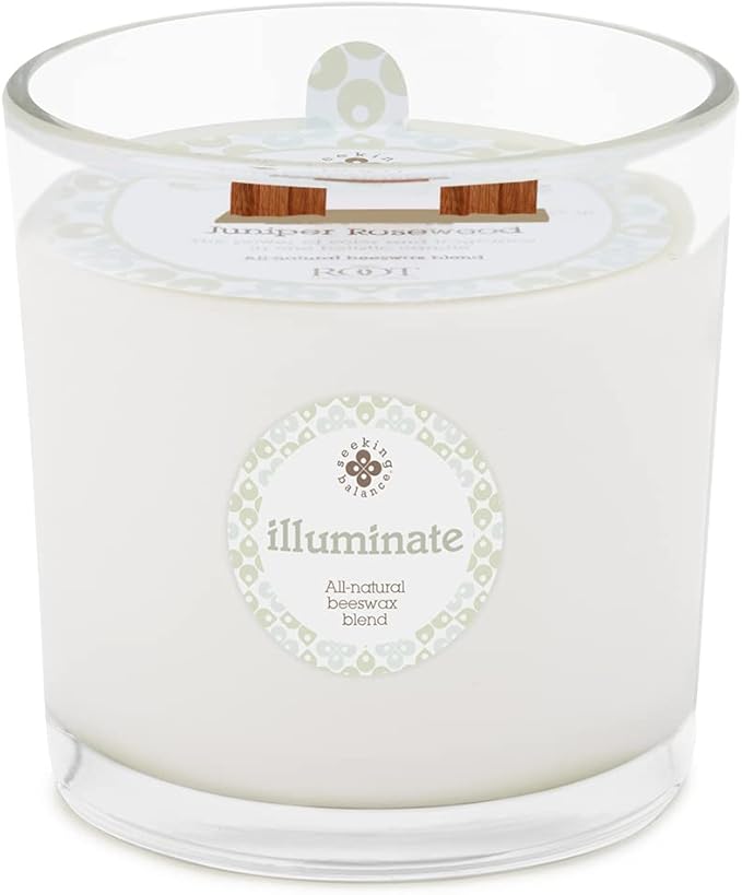 Root Candles Seeking Balance Wood Wick Spa Candle Aromatherapy Candles, 12-Ounce, Illuminate: Juniper Rosewood