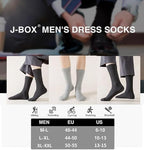 J-BOX Men's Cotton Crew Socks-Wicking Black Dress Socks, Anti-Odor&Breathable for Business/Casual, Size 6-15