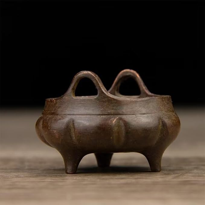 Incense Burner Chinese Incense Holder Brass Incense Burner Zen Copper Incense Burner Antique Style Home Office Fengshui Decor 2 * 2 * 1.4IN 0.2LB