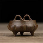 Incense Burner Chinese Incense Holder Brass Incense Burner Zen Copper Incense Burner Antique Style Home Office Fengshui Decor 2 * 2 * 1.4IN 0.2LB