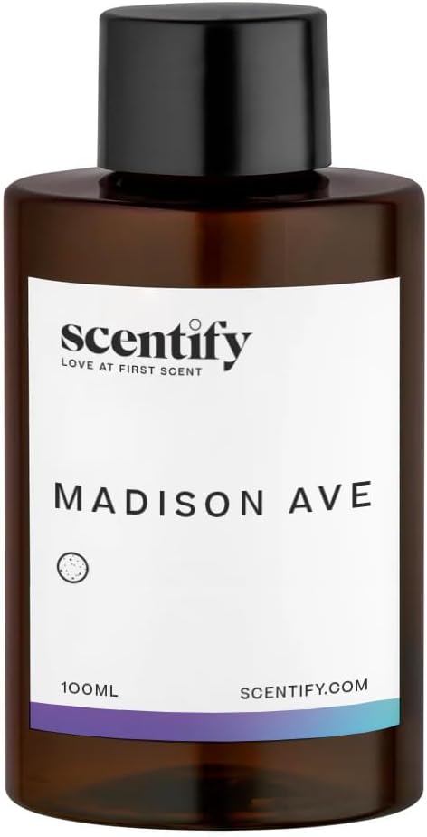 Scentify Madison Ave Aroma Oil Refill Scent for Oil Diffusers Luxurious Relaxing Aromatherapy Fragrance 100ml, 3.38oz
