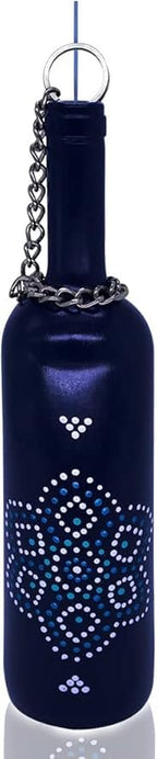 Sermo Glass Smoking Bottle Incense Holder Burner (Mandala Flower - Navy Blue)