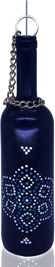 Sermo Glass Smoking Bottle Incense Holder Burner (Mandala Flower - Navy Blue)