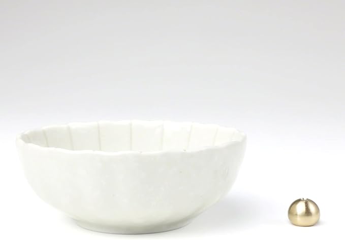 Asayu Japan White Lotus Incense Holder for Sticks 4.1 inch (105mm), Traditional Made in Japan Ceramic Ash Catcher and Brass Incense Burner Set, Japanese Incense Bowl