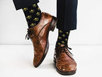 boxed-gifts Men's Mardi Gras Socks Fleur de Lis Patterned Premium Cotton Dress Casual Crew Socks for Men