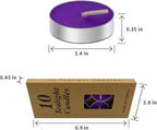 10 Pack Tea Candles Wedding Party and Home Decoration Votive Parties Tealight Small Wishing Bulk with 1.5-2 Hours Extended Burn Time Mini for Birthday Emergency Family (Purple)