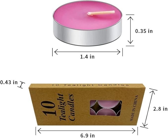 10 Pack Tea Candles Wedding Party and Home Decoration Votive Parties Tealight Small Wishing Bulk with 1.5-2 Hours Extended Burn Time Mini for Birthday Emergency Family (Pink)