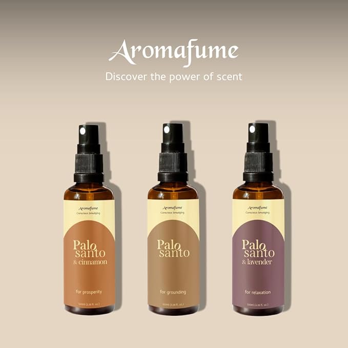 Palo Santo & White Sage Smudge Spray by Aromafume | 1 x 100ml / 3.38 fl oz l Aromatherapy | With Essential oils | Room Linen Spray | Natural Air freshners for home | Spiritual Meditation Accessories