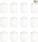 Mega Candles 12 pcs Unscented White Votive Candles, Hand Poured Wax Candle 15 Hours 1.5 Inch x 2.25 Inch, Home Décor, Wedding Receptions, Centerpieces, Occasions, Events, Festivities, Meditations