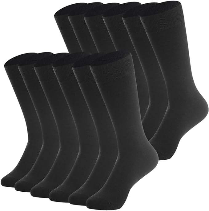 BISOUSOX Merino Wool Socks for Men, Thin Wool Socks Mens Black Dress Sock Crew Calf Long Tube Boot Size 9-12