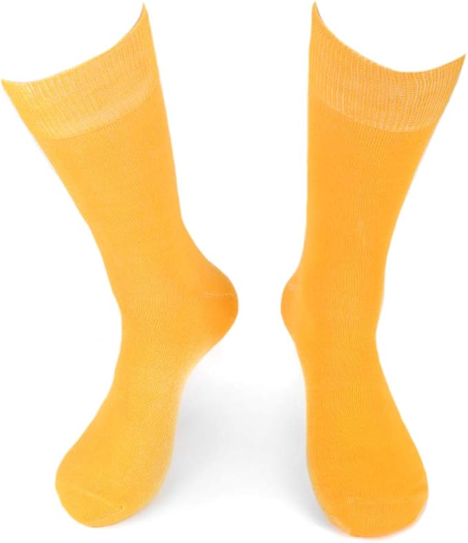 Feraricci Solid Color Casual Dress Socks for Men - Colorful & Comfortable Crew Socks