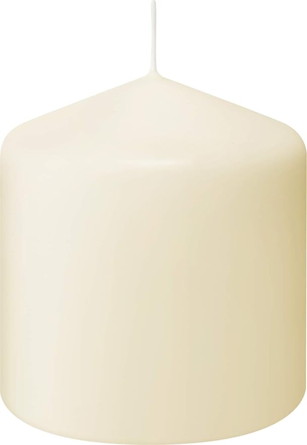 BOLSIUS 6 Ivory Pillar Candles Bulk - 3x3 Inches Candle Set - 25+ Hours Clean Burning - No Palm Oil - 0% Animal Fat - Premium European Quality - Unscented Dripless Dinner Pillars