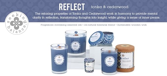 Root Candles Seeking Balance Wood Wick Spa Candle Aromatherapy Candles, 4-Ounce Travel Tin, Reflect: Tonka & Cedarwood