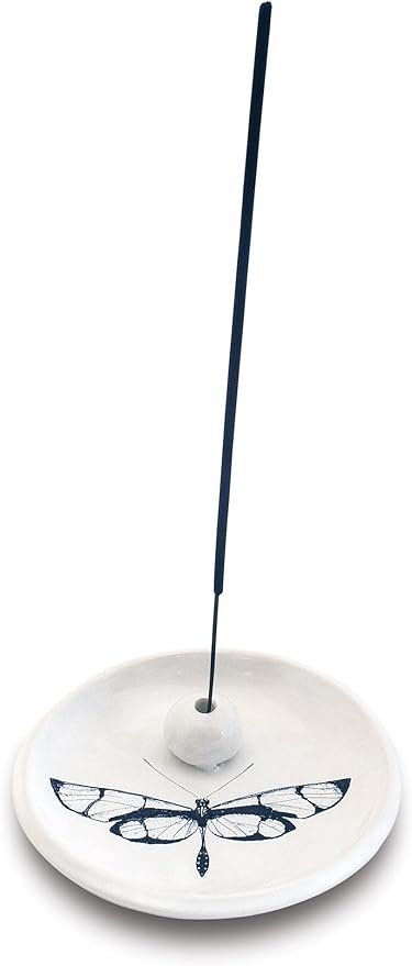 Skeem Citronella Incense Holder - Ceramic Incense Burner for Incense Sticks (Holds Up to 3-Sticks) - Simple and Sturdy Ash Catcher, Perfect for Outdoor Use