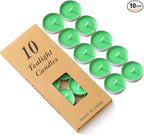 Colored tealight Candles Handmade Organic Tea Lights Set of 10pack Small red Candles 1.5-2 Hours Burn Tea Lights for Valentine's Day, Birthday, Votive Parties ，Home Decoration (Green)