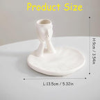 Incense Holder Modern Ceramic, Creative Incense Burner Head Sculpture Figurine Jewelry Dish Trinket Tray Incense Ash Catcher for Burning Sage Stick Unique Gift Home Decor (White)