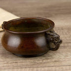 Copper Incense Burner Chinese Brass Incense Burner Kit Traditional Zen Incense Burner Antique Style Office Yoga Home Decor 6.3 * 4.3 * 2.2IN 2.2LB