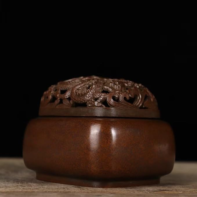 Brass Incense Burner Chinese Traditional Incense Burner Kit Zen Copper Incense Burner Office Home Yoga Room Sandalwood Burner Decoration Censer