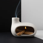 Modern Palo Santo Holder Ceramic Burner for Meditation and Energy Cleansing - Handcrafted Smudge Bowl for Wood Sticks, Sage, and Incense Cones