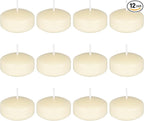 Mega Candles 12 pcs Unscented Ivory Floating Candles, Hand Poured Wax Candle 2 Inch Diameter, Home Décor, Wedding Receptions, Centerpieces, Occasions, Events, Festivities, Meditations, Spas
