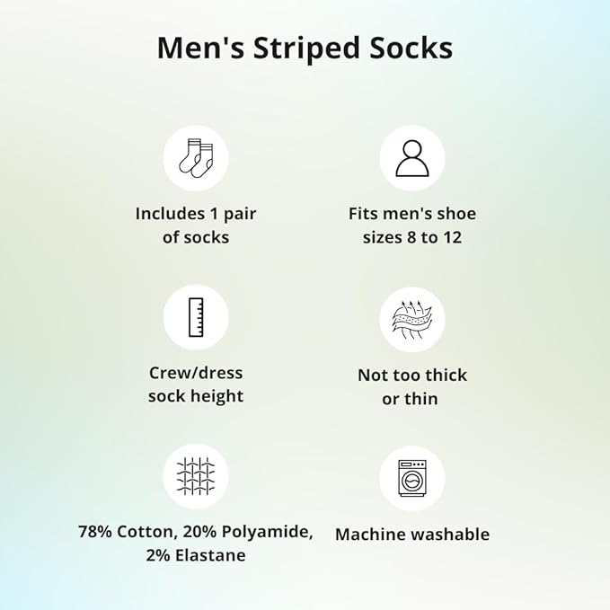 tiemart Men's Socks, Fits Men's Shoe Sizes 8-12