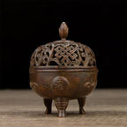 Incense Burner Chinese Incense Holder Brass Incense Burner Zen Copper Incense Burner Antique Style Home Office Fengshui Decor 2.6 * 2.6 * 3.5IN 0.6LB