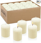 15 Hour Ivory Votive Candles, Bulk Unscented Small 1.5 Inch Diameter 2.25 Inch Tall Wax Candles for Wedding, Party & Home Dinner Table Decoration, 20 Packs